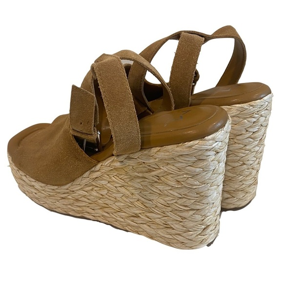 Marc Fisher Brown Nelly Suede Woven Wedge Sandals Size 11 - Picture 7 of 12